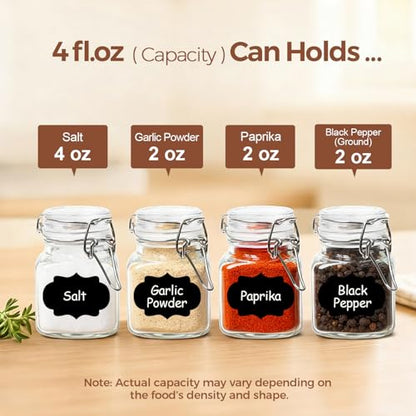 ComSaf Square Small Glass Spice Jars with Airtight Lids 4 oz 6 Pack Pantry | Honey herbs, Farmhouse pantry organization, Mini favor jars, Labels included, Funnel included, Kitchen storage, Snacks - size: 4oz*6