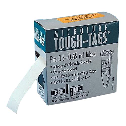 TTSW-1000 Tough-Tags Label, Use with 0.5ml Tube, 0.50" Width x 0.94" Length, White (Roll of 1000)