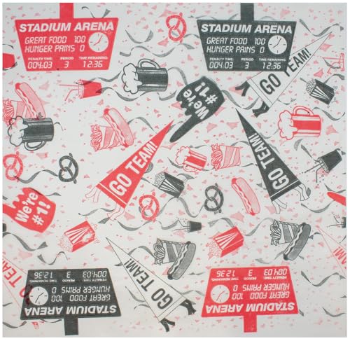 MADE IN USA 1,000 Sheets of Grease-Resistant Food Grade Waxed Kraft Deli Tissue Paper, 12" X 12" (Sports Arena Print) - color: Sports Arena Print