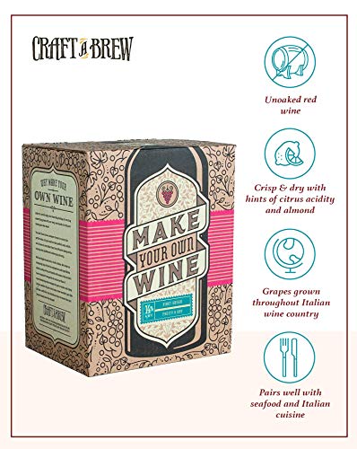 Craft A Brew Making Home Kit – Easy Brew Beginners with Ingredients and Supplies – Ultimate Wine Brewer Experience, 1 Gallon, Pinot Grigio - color: Pinot Grigio
