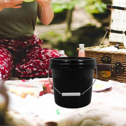 Food Grade Plastic Bucket with Lid and Handle, 5L Sealed Heavy Duty Container for Household Storage, Water, Paint, Ice Cream, and Cleaning Use