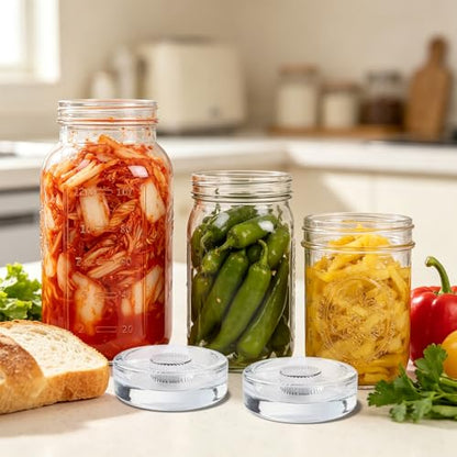 4 Pack Fermenting Weights for Wide Mouth Mason Jars,Glass Fermentation Weight with Easy Grip Handle,Pickling Weights for Sourkrout Kraut,Kimchi - style: Striped