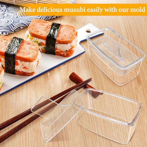2PCS Clear Musubi Press Mold, Non-Stick Musubi Maker, BPA-Free Onigiri Mold Sushi Press for Hawaiian Musubi Home DIY (with 2 Rice Ladles) - color: 2 Pcs Transparent