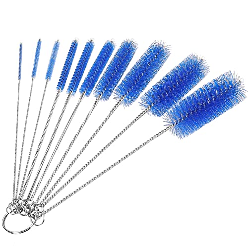CiaraQ Bottle Cleaning Brushes, 8 Inch Nylon Tube Brush Set | Navy Blue Cleaner for Narrow Neck Bottles Cups with Hook, Set of 10pcs. - color: Navy Blue, size: 8.0 Inch (10pcs)