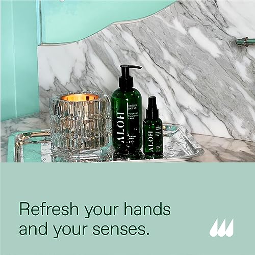 ALŌH Sanitizing Hand Gel 2-pack | Peppermint Eucalyptus + Aloe | 70% Alcohol Hydrating Hand Sanitizer Gel with Essential Oil, for Kids & Adults | 8oz Bottle (Set of 2) - color: Peppermint Eucalyptus + Aloe (2 Pack)