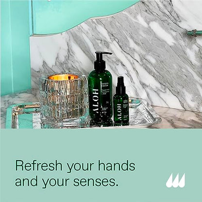 ALŌH Sanitizing Hand Gel 2-pack | Peppermint Eucalyptus + Aloe | 70% Alcohol Hydrating Hand Sanitizer Gel with Essential Oil, for Kids & Adults | 8oz Bottle (Set of 2) - color: Peppermint Eucalyptus + Aloe (2 Pack)