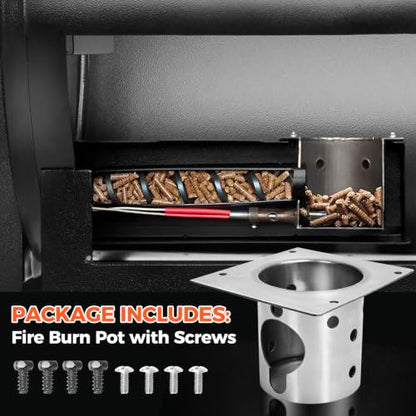 QuliMetal Fire Burn Pot Replacement Parts for Pit Boss Pro 1150/1600 Pellet Grills, Pit Boss PB1150PS2, PB1150PS3, PB1600PS1 Grills, Upgraded FirePot Accessories with Screws - size: Fire Burn Pot for Pit Boss 1150