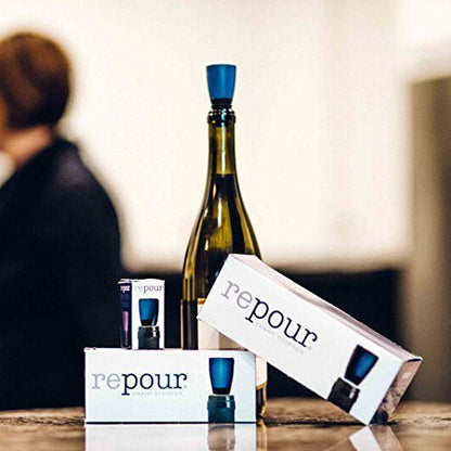 Repour Wine Saver - Wine Preserver and Stopper - Removes Harmful Oxygen from your Wine Simply and Effectively - Indigo Blue 4 Pack - color: Blue, size: 4-Pack