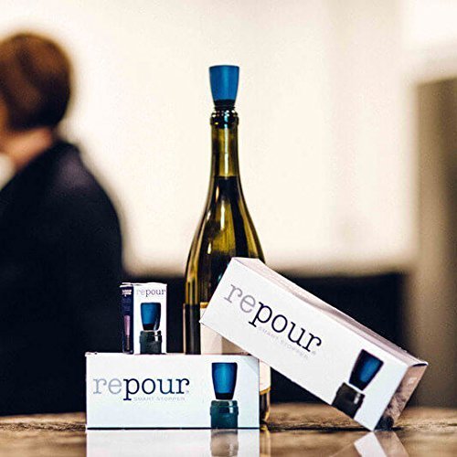 Repour Wine Saver - Wine Preserver and Stopper - Removes Harmful Oxygen from your Wine Simply and Effectively - Indigo Blue 4 Pack - color: Blue, size: 4-Pack