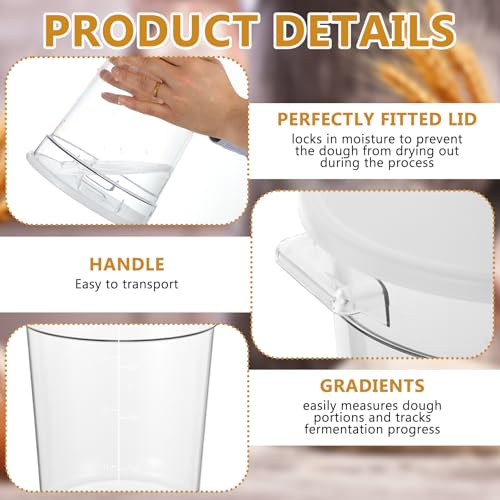 4-Piece Dough Fermentation Buckets with Lids - Dual Sizes (2Qt & 4Qt) Clear Baking Fermentation Tubs, Airtight Dough Proofing Containers for Bread, Pizza, Sourdough & Overnight Cold Ferment - color: Round