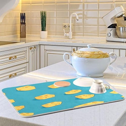 Cheese Dish Drying Mat Absorbent Heat Resistant Reversible Dish Draining Mat for Kitchen Countertops Sinks, 16 x 18 Inch - size: 16 x 18 Inch