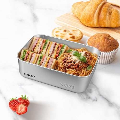 44oz/1300ml Stainless Steel Food Containers,Stainless Steel Containers with Lids,Snack Containers,Lunch Box,Easy Clean,Airtight & Leakproof for Kitchen Storage,Dishwasher Safe,BPA-Free - size: Medium Box(44oz/1300ml)