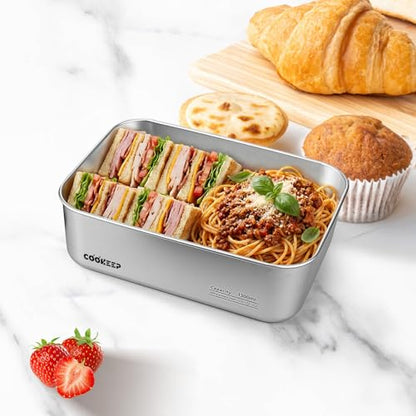 44oz/1300ml Stainless Steel Food Containers,Stainless Steel Containers with Lids,Snack Containers,Lunch Box,Easy Clean,Airtight & Leakproof for Kitchen Storage,Dishwasher Safe,BPA-Free - size: Medium Box(44oz/1300ml)