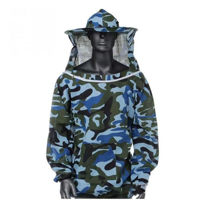 Tnfeeon Beekeeper Jacket with Veil Hood Polyester Lightweight Ventilated Beekeeping Suit Jacket with Detachable Hood Elastic Cuffs and Waist for Beginner Professional Summer Use (Light Blue)