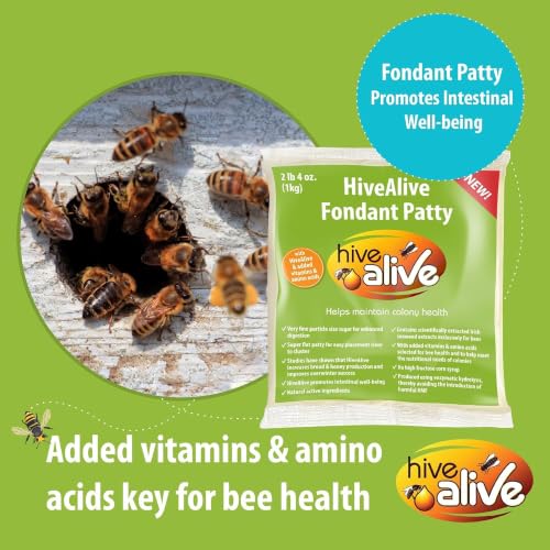 HIVE ALIVE Fondant Bee Food Supplement – Easy to Use Feed Enhancer Prevents Starvation During Overwintering – HiveAlive Feeding Program - Single - size: 1 Count (Pack of 1)