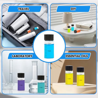 10ml Clear Glass Graduated Vials with Screw Caps and Plastic Stoppers, Small Sample Vials with Lids, Leak-Proof Liquid Storage Empty Vial, 12PCS - color: CLEAR, size: 10ml
