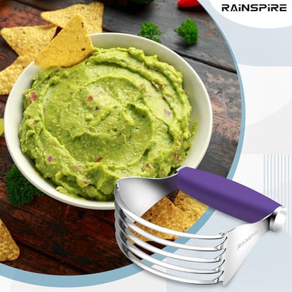 Rainspire XL Pastry Cutter For Baking, Heavy Duty Pastry Blender Stainless Steel, Thick Sharp Blades Dough Blender, Dough Cutter Butter Cutter Pastry for Easy Mixing, Dishwasher Safe, Purple - color: Purple