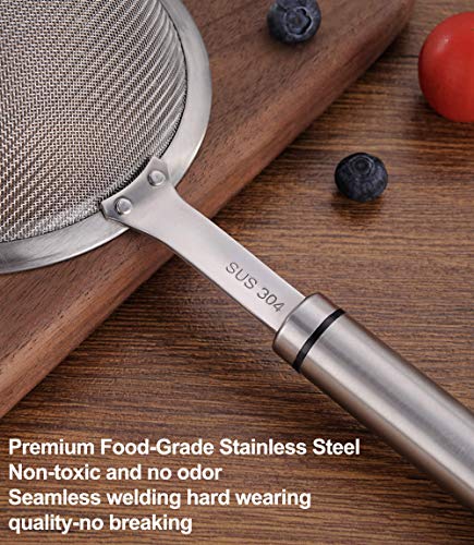 3.3inch 304 Stainless Steel Fine Mesh Strainer for Kitchen, Colander-Skimmer with Handle, Metal Sieves Sifters - size: 3.3inch