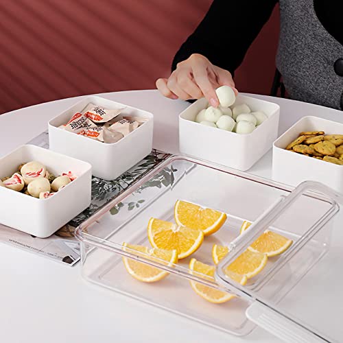 Divided Serving Tray with Lid for Veggie Charcuterie Container Portion Control Salad Keeper with 4 Removable Boxes Stackable Refrigerator Organizer Bins Food Storage Organizer Produce Saver - size: 1 Pack