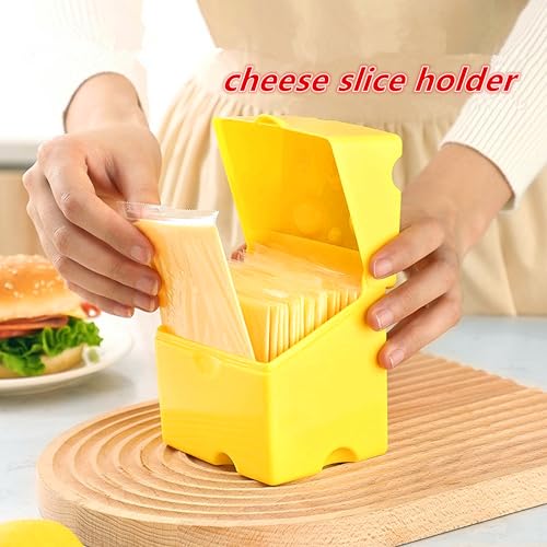 Cow Cheese Slice Holder Storage Container For Refrigerator Sliced Shredded Keeper Containers For Fridge (yellow)