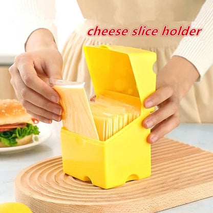 Cow Cheese Slice Holder Storage Container For Refrigerator Sliced Shredded Keeper Containers For Fridge (yellow)