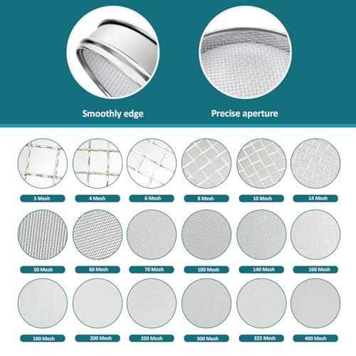 304 Stainless Steel Mesh Lab Sieve, 6 Mesh(3.5mm) Aperture Test Sieve, 7.9Inch(20cm) Diameter Economy Standard Analysis Sample Test Sieves for Industrial Laboratory Homes - size: 6Mesh(3.5mm)/Ф7.9in