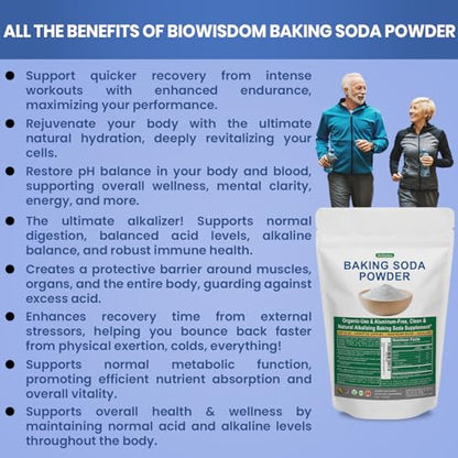 Baking Soda Powder for Organic Use, Grade 1 Aluminum Free Baking Soda, Natural No Chemicals, Pure Powder for Cooking, Stomach Acid, Kidney Supplement, 1lb