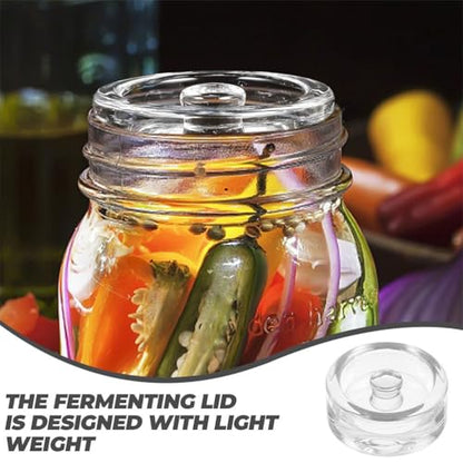 3pcs Fermentation Weights: Heavy Glass Fermenting Stones with Easy-grip Handle Compatible with Wide Mouth Mason Jars for Sauerkraut Kimchi