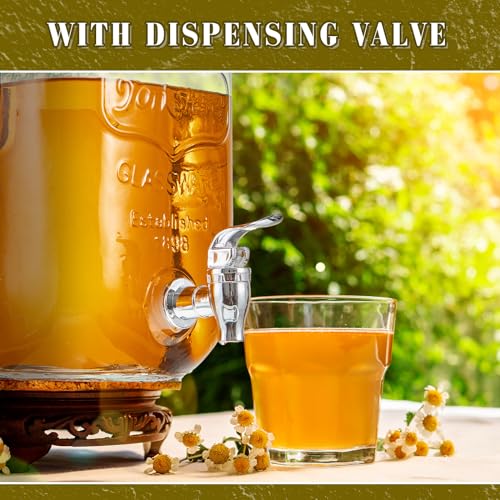Ziliny 1 Gallon Kombucha Brewing Jar Kit Continuous Brewing Starter Kit, 2 Pack 1 Gallon Large Glass Kombucha Jar with Spigot, 6 Temperature Strips, 2 Elastic Cloth Covers for Home Fermentation