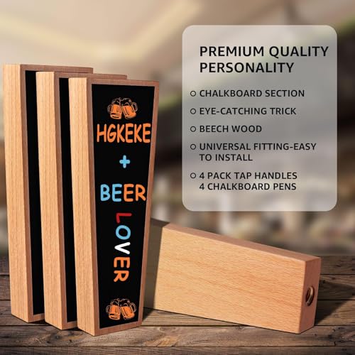 Wooden Tap Handles Beer Tap Handle Chalkboard tap Handle for kegerator, keg tap Handles & Markers - Nice Gift for homebrewers, Bars, Restaurants & Weddings - Pack of 4 - size: 4 PCS