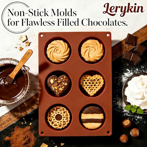 Lerykin 6-Cavity Silicone Baking Mold Non-Stick, 3 Pack Round Cylinder Chocolate Covered Cookie Molds for Candy, Cupcake, Jelly, Brownies, Pudding, Mini Soap - Dishwasher Safe - color: 6 Medium (Cylinder, 3 Pack)