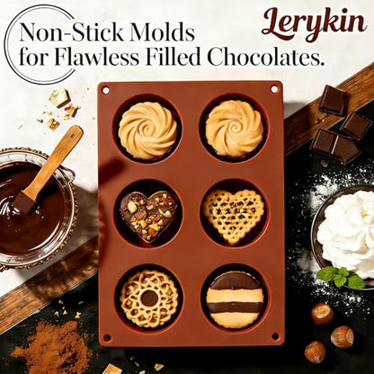 Lerykin 6-Cavity Silicone Baking Mold Non-Stick, 3 Pack Round Cylinder Chocolate Covered Cookie Molds for Candy, Cupcake, Jelly, Brownies, Pudding, Mini Soap - Dishwasher Safe - color: 6 Medium (Cylinder, 3 Pack)