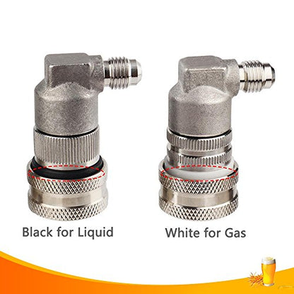 OneBom Ball Lock Disconnect, Gas & Liquid Corny Keg Fittings, MFL 1/4’’ Threaded with 5/16’’ Stainless Steel Barbed & Hose Clamp (MFL Thread) - color: MFL Thread