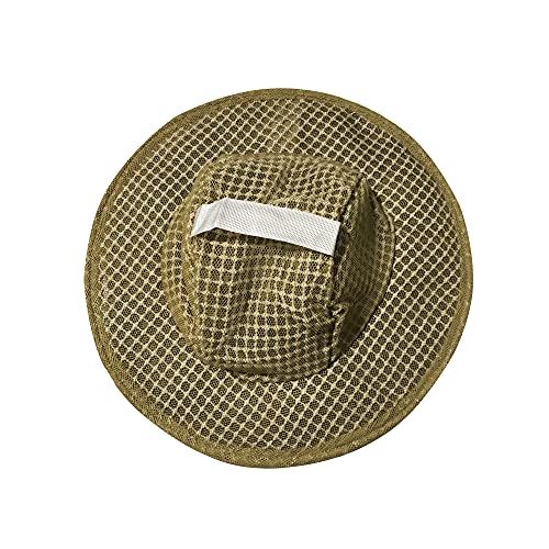 Three Layer Ventilated Beekeeping Veil in Round (3-Layer Hat, Khaki) - color: Khaki