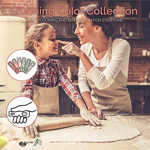 CuttleLab 22-Piece Stainless Steel Measuring Cups and Spoons Set, Tad Dash Pinch Smidgen Drop Mini Measuring Spoons, Measuring Stick Leveler, Measurement Conversion Chart Fridge Magnet, (Country Chic) - color: Country Chic