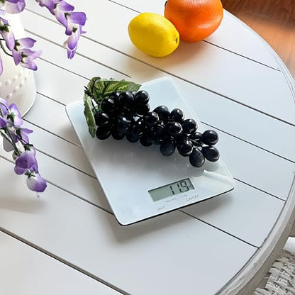 Glass Platform Digital Kitchen Scale - for Food Coffee Lab - LCD Display gram Ounces lb:oz fl.oz ml - 11 LB/5 KG Capacity - Battery Included - White by The Display Guys - color: Glass - White