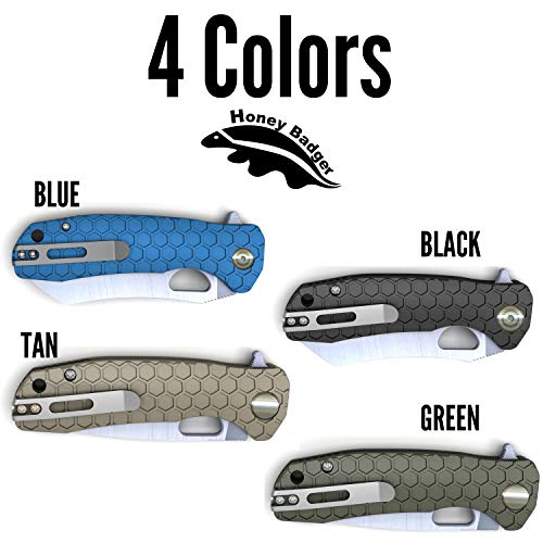 Honey Badger Pocket Knife, EDC Claw Hawkbill Folding Utility Knife, EDC Knife with Stainless Steel Blade, Claw Pocket Knives, Reversible Pocket Clip - 3.4" (Claw Serrated Large Tan) - color: Large Claw Serrated Tan