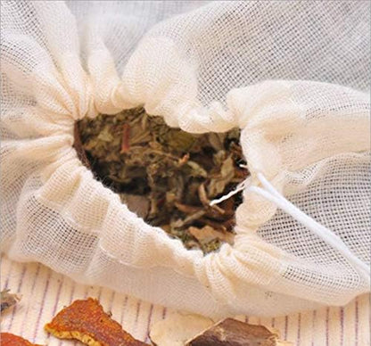 HLLMX 20 PCSReusable Tea Bag Spice Bags Muslin Bags Unbleached for Herbs Tea Coffee Cooking Brewing Straining Cheesecloth Bone Broth Brew Bags Soup Gravy Broth Stew Bags