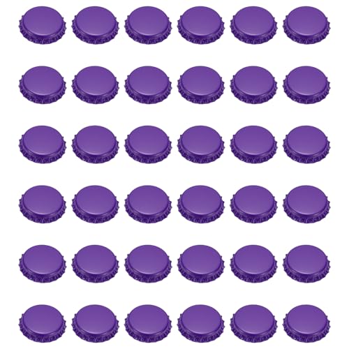uxcell 108 Pcs Oxygen Absorbing Beer Bottle Caps, 32mm Pry Off Bulk Crown Caps Bottle Toppers for Soda Beer Wine Glass Bottles Home Brewing DIY Pendants or Craft Scrapbooks, Purple - color: Purple