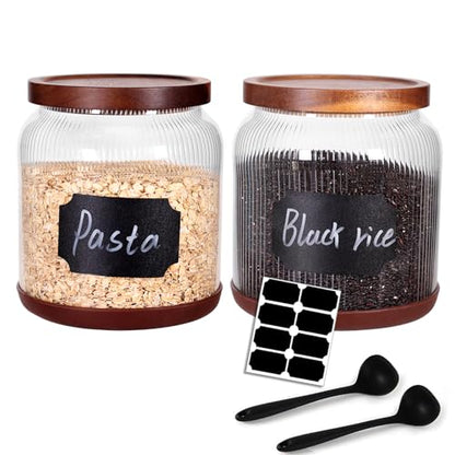 SAIOOL Striped Borosilicate Glass Airtight Canisters, 1/2 Gallon - size: 1/2 Gallon (Striped 2 pack)