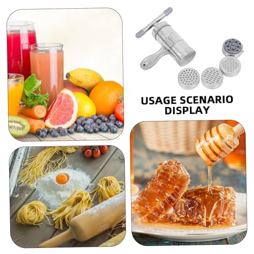 6pcs Manual Honey Extractor and Pasta Machine Set Pressing Force Includes Stainless Steel Honey Presser and Spaghetti Maker Molds for Home Use