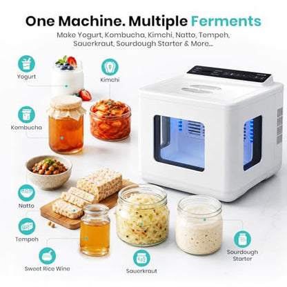 12.8L Smart Yogurt Maker Machine & Fermentation Kit, Kombucha, Kimchi, Natto, tempeh, Sourdough Maker, Temp Control 50-115°F, Timer 1 Hr -30 Day, Post-Ferment Cooling