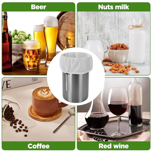 10 Pack Brew Bags, Extra Large26" x 22" Fine Mesh Strainer Bagfor Homebrewing, Reusable Drawstring Straining Brewer Cheese Cloth Bag, Fine Mesh Bag for Hops Grains Fruit Cider