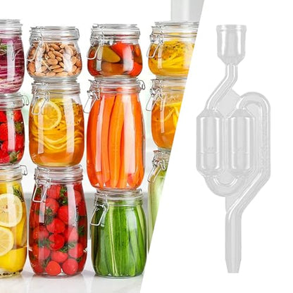 Bubble Airlock, Clear Fermentation Airlock, Food-Grade Homebrew Tool For Beer/Wine/Pickles, S-Shaped Water Seals With MAX Fill Line, Fits Most Jars & Crocks