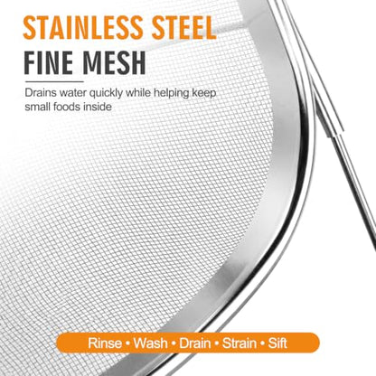 Palksky Over the Sink Colander, Stainless Steel Fine Mesh, 6 Quart 2 Pack | Expandable handles fit most sinks; fine mesh drains pasta, rice & produce - color: 6-Quart Over the Sink Colander 2 PCS