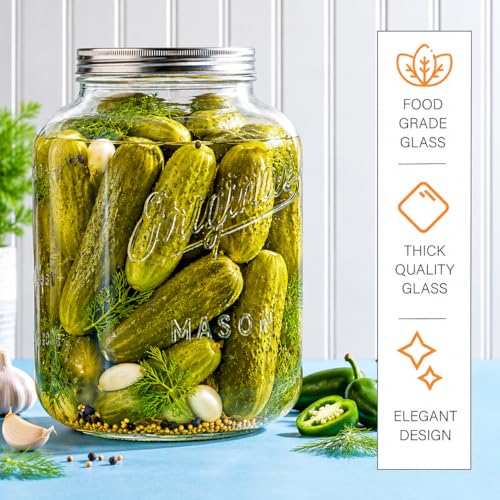 Large 2 Gallon Glass Jar with Airtight Lid, Mason Jar Extra Wide Mouth for Flour Sugar Food Storage Containers, Canning Jars for Bulk Sun Tea, Kombucha, Cookie, Pickle, Fermenting Canisters