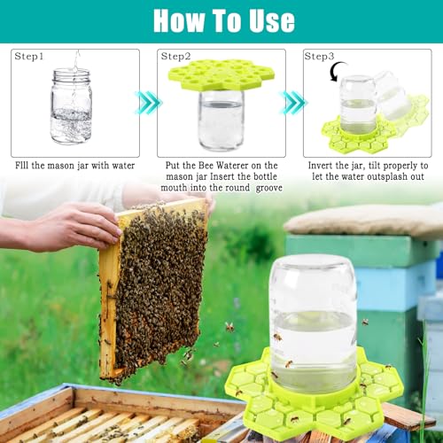 2 Pack Bee Feeder for Mason Jar, Silicone Bee Watering Station, Compatible with Regular and Wide Mouth, Bee Feeders for Hives, Beekeeping Supplies, Bee Waterer for Outside Garden(Yellow) - color: Yellow-2pack