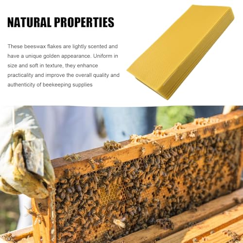 20 Pack Waxed Coated Foundation Sheets for Beekeeping, 16.65 X 5.51 Inch Beeswax Foundation Sheets, Plastic Bee Hive Foundation Sheet (40, Yellow)