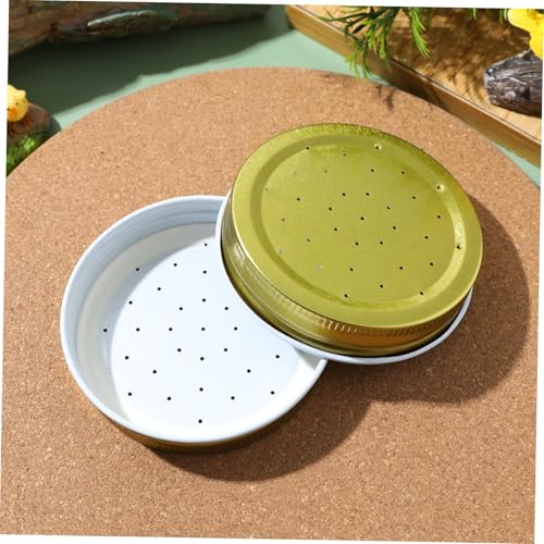 Kisangel 4Pcs Metal Bee Feeder Entrance Lids, Mason Jar Beehive Water and Sugar Syrup Feeding Tool, Durable Beekeeping Supplies Equipment for Garden Apiary