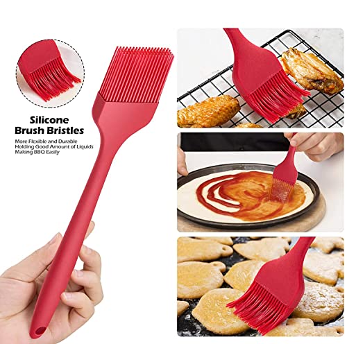 10" Silicone Pastry Basting BIG SIZE Brushes Heat Resistant BPA Free for BBQ Grill Barbecue & Kitchen Baking Cooking Marinating Oil Brushes Soft Bristles Long Handle (3, 10 Inches) - size: 10 Inches